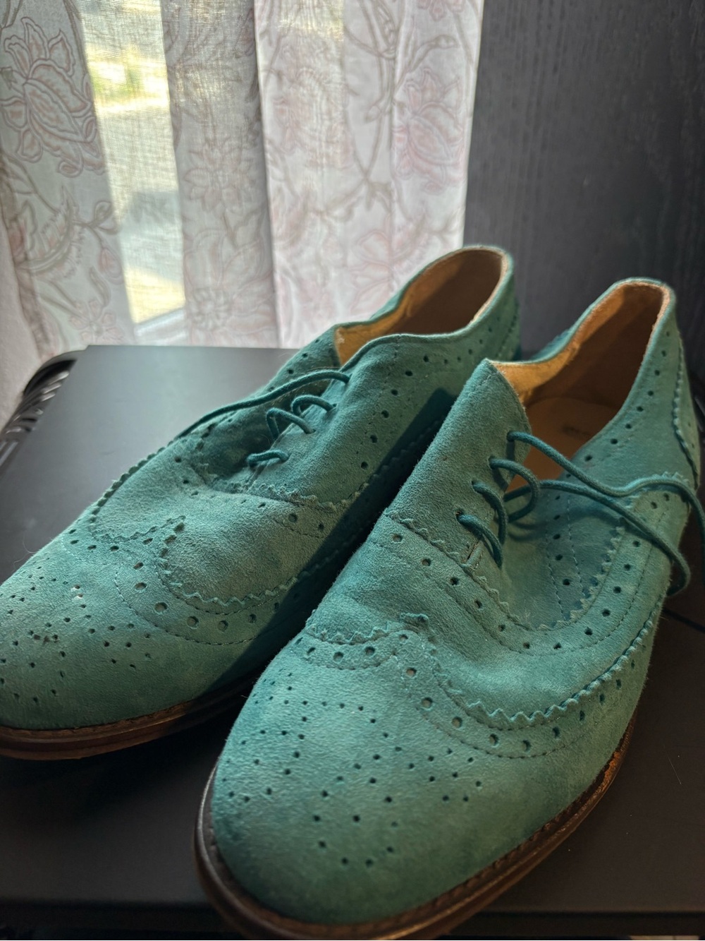 ASOS Teal Suede Wingtip Flats